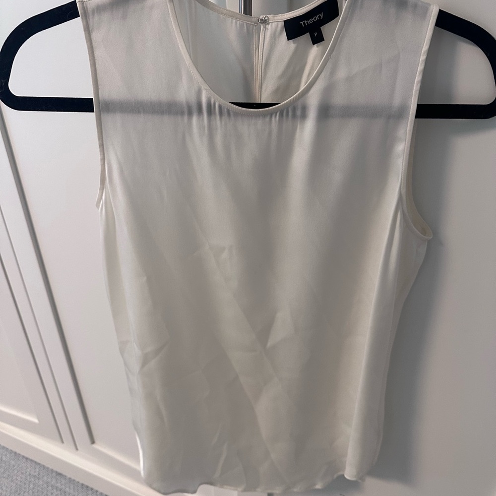 Theory Women's Sleeveless Silk Shell Top - Cream